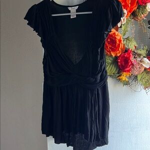 Candie's Black Wrap Ruffled Blouse